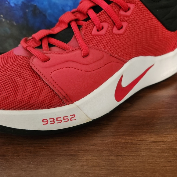 Nike Men's PG 3 Basketball Shoes, University Red/White/Black, Size: 9 - Picture 9 of 16